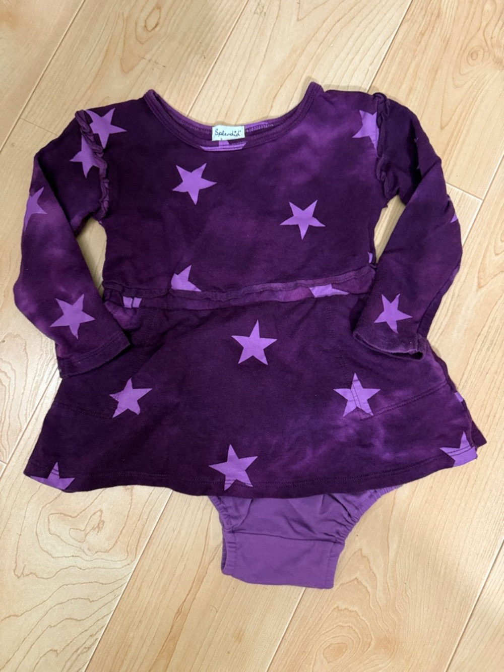 Baby Girl Splendid Purple Popstar Star Long Sleeve Dress Size 18-24 Months
